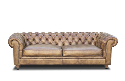 Canapea chesterfield din piele naturala ✔ model Long